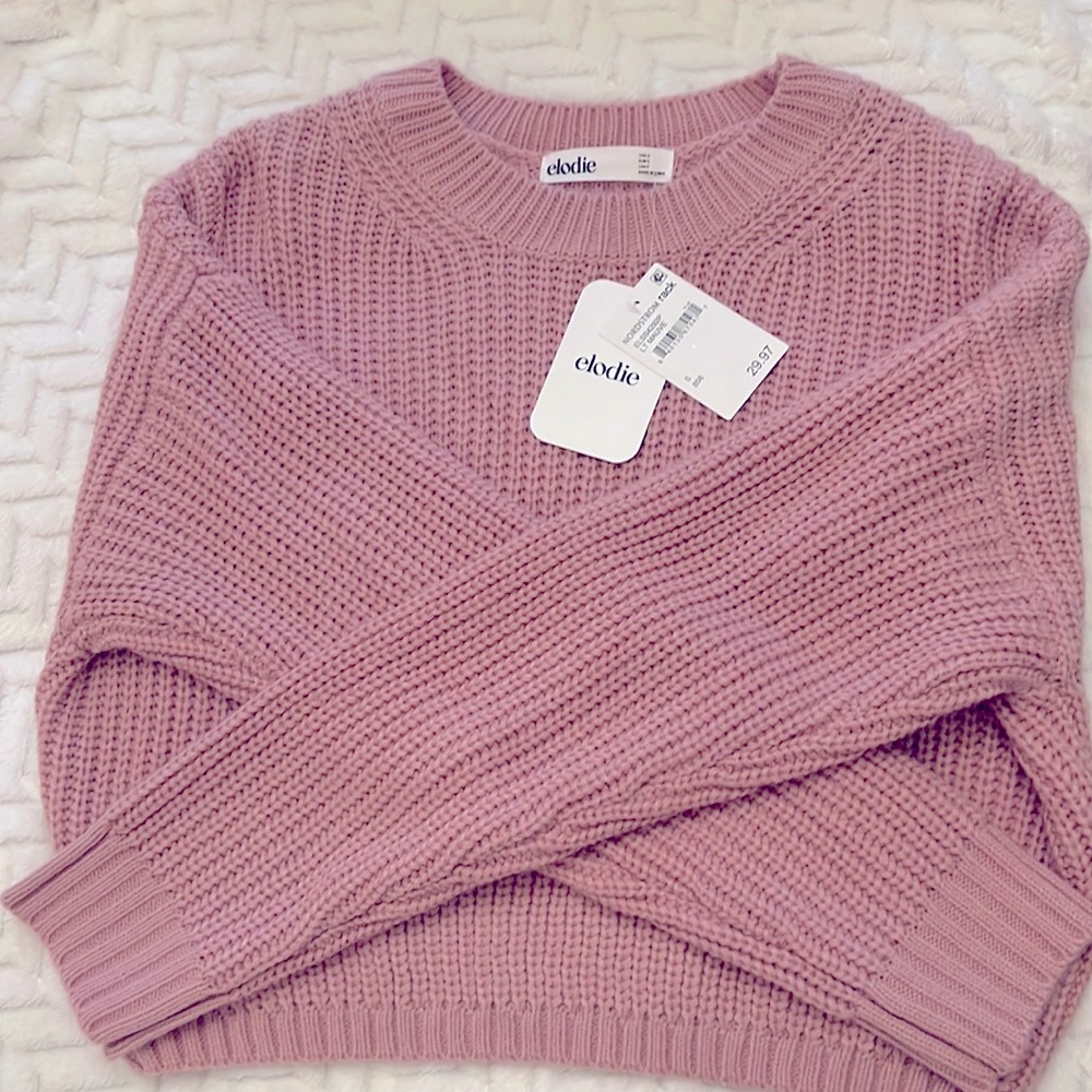 NWT: Elodie Cropped Sweater in Light Mauve - Size Small